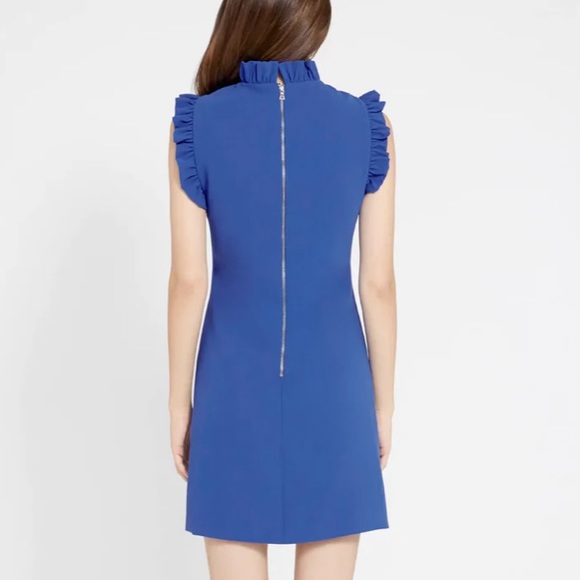 Alice + Olivia Blue Dress Elsa Ruffle A Line Sleeveless Dress Ultramarine NWT - Picture 3 of 4